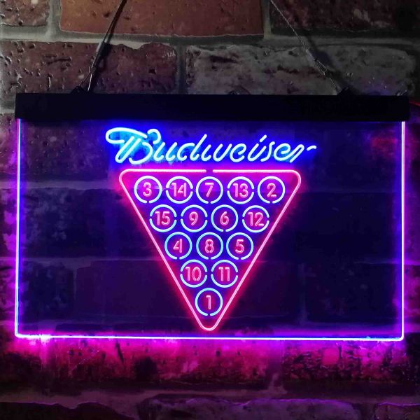 Budweiser 15 Ball Billiards Pool Neon-Like LED Sign